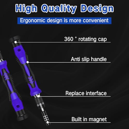 58-in-1 Precision Screwdriver Set, Magnetic Repair Tool Kit with 54 Bits & Extension Rod – for iPhone, Android, Laptop, PC, Watch, Game Console, Electronics, Toys