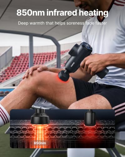 RENPHO Active Thermacool 2 Red Massage Gun with Infrared Heating, Cool Head - color: Dusk Black