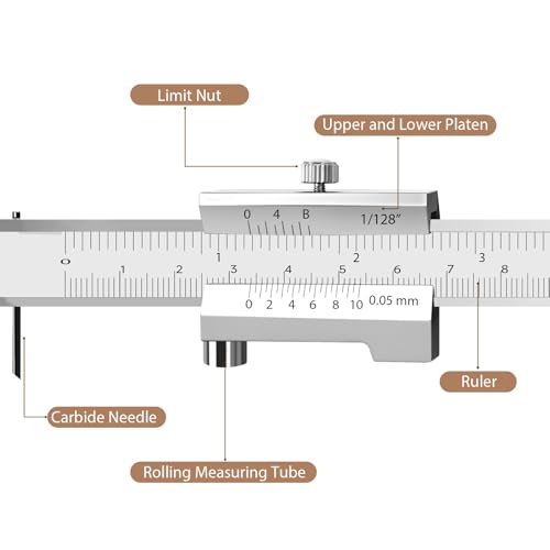 8 inch Stainless Steel Metal Scriber Caliper with 2 Carbide Scriber/Needle