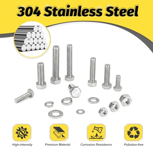 15 Sets 1/4-20x4 Bolt and Nut Set, Flat & Lock Washers Included,60PCS | 304 Stainless Steel 1/4-20 Bolt, Precision Fasteners Mechanical Assembly Equipment Repair & DIY - size: 1/4-20x4" 15sets