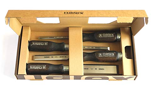 Narex Wood Chisel Set of 4 (8/10/16/32) with Dark Handle - color: Dark-stained