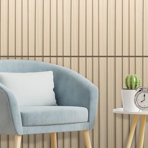 Art3d 48 x 6 Inch WPC Wood Slat Wall Panels, 3D Wall Accents, 16-Pack, Oak | Real Wood Grain, Durable, Water Resistant, Wear-Resistant, No Emission, Eco-Friendly, Easy to Care, for Living Room, Bedroom - color: Oak, size: 48" * 6"