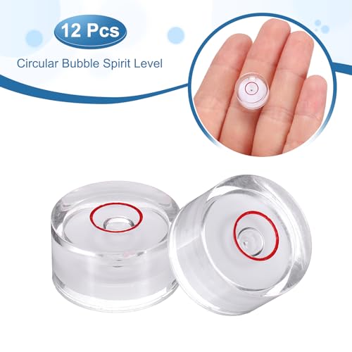 HARFINGTON 12pcs Circular Bubble Spirit Level 15x8mm Mini Round Bubble Spirit Level Little Measuring Layout Tools for TV Industrial Carpentry Picture Frame, White/Red - color: White/Red, size: 15x8mm