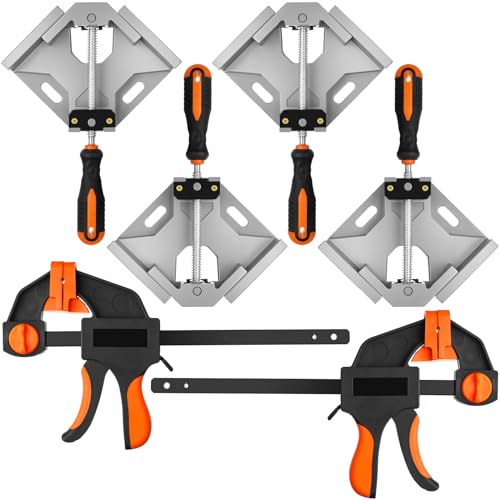 6 Pcs Right Angle Clamps 90 Degree with 6 Inch Bar Clamps