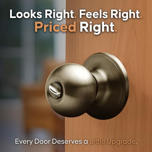 Copper Creek BK2030AB Ball Door Knob, Privacy Function, 1 Pack, in Antique Brass - color: Antique Brass, size: 1 Pack, style: Privacy