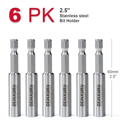 Geinxurn 2.5Inches Stainless Screwdriver Bit Holders, 6PACK Extension Socket Drill Bit Magnetic Holder Hex Shank Quick-Change Drill Bit Guide - size: 2.5 in