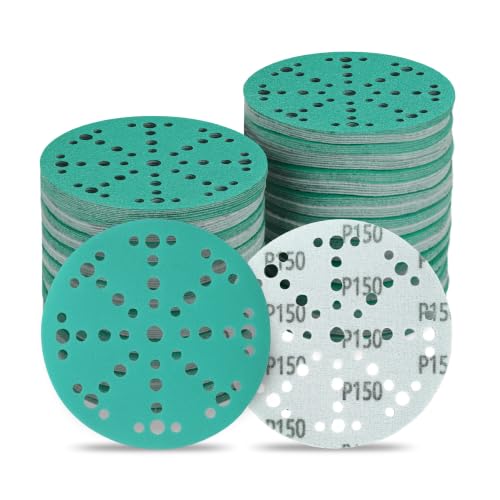 6 Inch 49 Hole Wet Dry P150 Grit Sanding Discs - 50 Pack Box - color: 150 Grit, size: 6 Inch 49 Hole