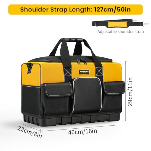 WINHUNT Tool Bag, 16-inch Tool Organisers, 600 Denier Large Tool Bag for Home DIY & Equipment Storage, Yellow and Black (40cm/16inch)