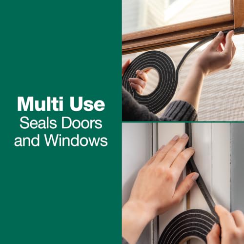 Duck Brand Self Adhesive Foam Weatherstrip Seal for Extra Large Gaps, 30 Total Feet, Window and Door Seal Strip Foam Tape, 3/4-Inch Wide x 1/2-Inch Thick x 10-Feet Long, 3 Rolls, Charcoal (284424) - size: Extra Large Gaps