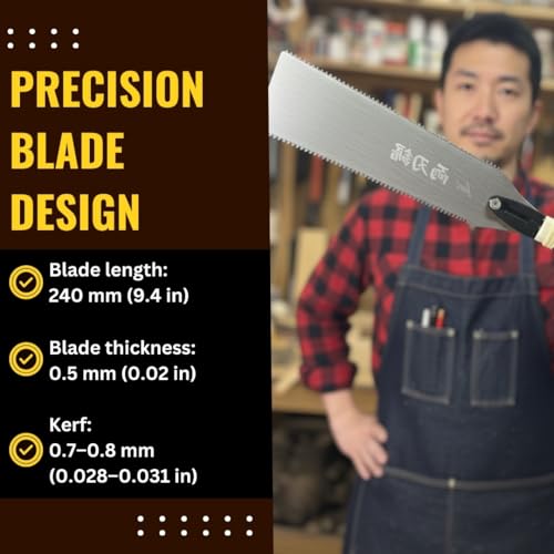 Fujiwara 9.4" Japanese Double-Edge Pull Saw, Made in Japan, High-Carbon Steel Blade, Two Tooth Options for Fast & Fine Woodworking Cuts - forest Originals