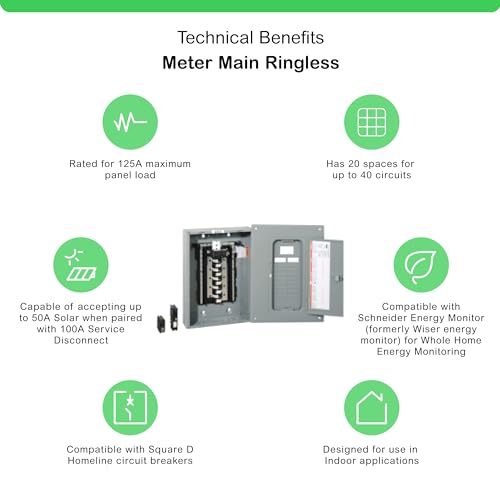 Square D - HOM2040M100PC1AVP Homeline 100-Amp 20-Space 40-Circuit Indoor Main Plug-On Neutral Breaker Load Center- Value Pack With Cafi Breakers