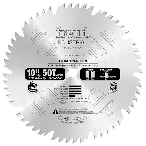 Freud LU84M011: 10" Combination Blade - style: 10-Inch 50 Tooth ATB Combination Saw Blade with 5/8-Inch Arbor