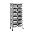 7-Tier NSF 12-Bin Steel Wire Shelving Rack, 25"W x 14"D x 56"H, Gray | 12 slide-out bins with tilt-lock design keep supplies organized and accessible - color: Gray, size: Includes 12 Bins