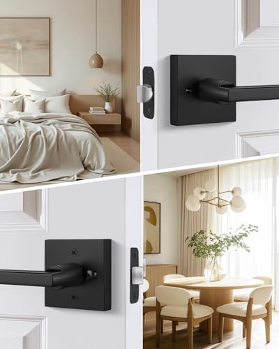 Goldenwarm Black Interior Door Handles, Matte Black Door Handle Interior, Black Privacy Lever Door Handle, Heavy Duty Interior Door Levers, Contemporary Bathroom Door Handles Bulk(6 Pack) - color: Matte Black