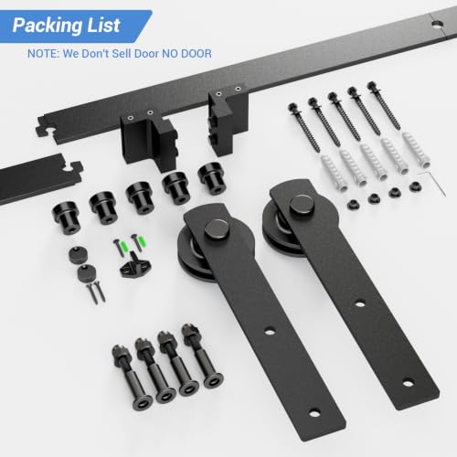 CCJH 6.6FT Heavy Duty Sturdy Sliding Barn Door Hardware Kit -Smoothly and Quietly -Easy to Install Fit 36"-40 Wide Door Panel - size: 6.6ft for 1 Door