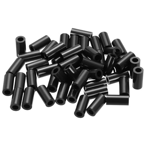 PATIKIL 120Pcs ABS Spacers 4mm ID, 7mm OD, 15mm Height Plastic Round Stud Spacer Black Nylon Washers Nut Unthreaded Rubber for M4 Screws Bolts Barrel - size: 4mm ID, 7mm OD, 15mm Height