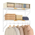 ThreeHio Expandable Closet Shelves Wall Mounted, 2 Pack Closet Shelving with Hanging Rods, Wall Shelving for Walk-in Closet, Hanging Shelves Organizer and Storage for Closet, Laundry - size: 2 Pack