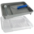 12PCS Paint Tray Set, 1 x 9 Inch Paint Roller Tray, 10 x Disposable Tray Liners and 1 x Roller Frame for Painting Walls, Ceilings, Trim, Siding