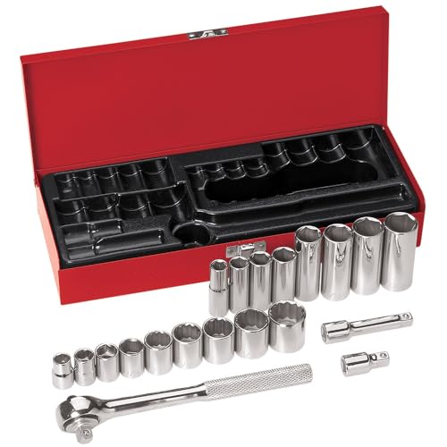 Klein Tools 65508 3/8-Inch Drive Socket Wrench Set with 6-Point, 12-Point, and 6-Point Deep Sockets in SAE Sizes, Case Included, 20-Piece - size: 3/8-Inch, style: 20-Piece