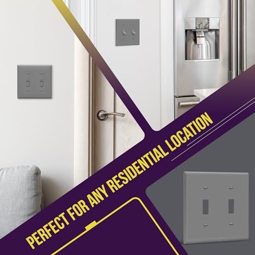 ENERLITES 10 Pack Double Toggle Light Switch Cover Plate, 2-Gang, Gray - color: Gray, size: 2 Gang