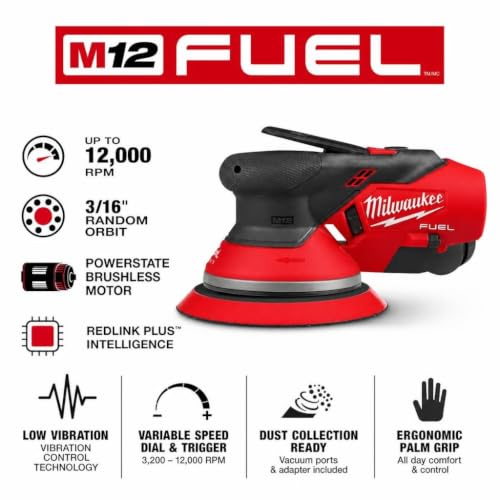 Milwaukee Electric - M12 FUELTRADE 6 Random Orbital Sander 3/16