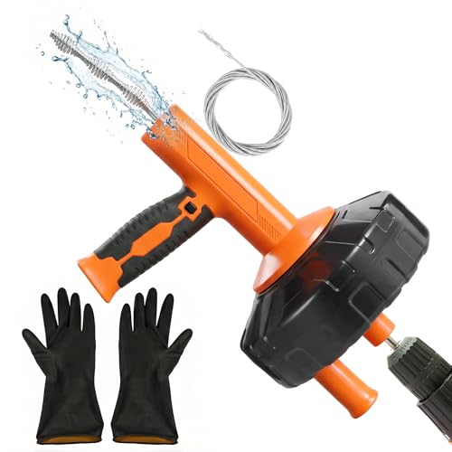 Drain Snake 33ft Flexible Steel Spring, Drain Auger with Drill Adapter