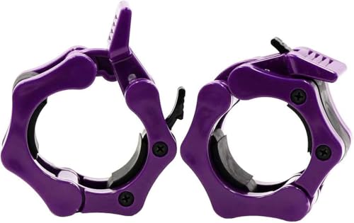 Barbell Clamps 2 inch, Heavy Duty Exercise Collars 2" Quick Release Pair of Locking Pro Olympic Weight Bar Plate Locks Collar Clips for Workout Weightlifting Fitness Training - PURPLE - color: Purple