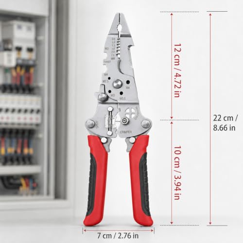 Multifunctional Foldable Automatic Wire Stripper and Cutter, Portable Crimping Tool for and Stripping tools & home improvement - color: Red