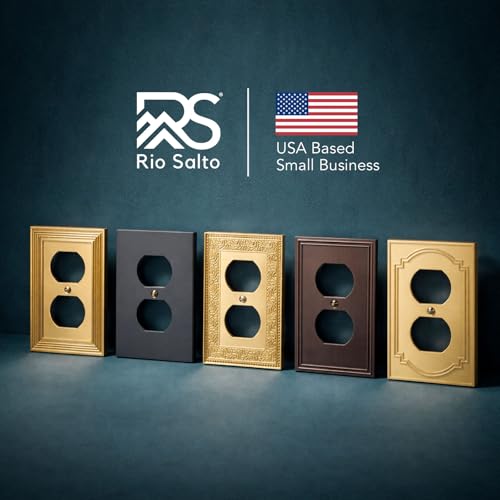 Rio Salto BRASS Brushed Brass Gold Metal Triple Toggle Switch Plate Flip Switch Outlet Covers Light Switch Cover Wall Plates Architectural — Signature Collection 2-Pack 4.50" X 6.33" - color: Toggle Switch 3-Gang (2-Pack)