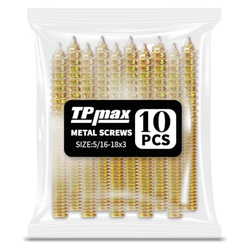 TPmax 10 Pack 5/16-18 x 3 Inch Hanger Bolts Double Headed Bolts Self-Tapping Screw Hanger Bolts for Furniture (5/16-18" x 3") - size: 5/16-18" x 3"
