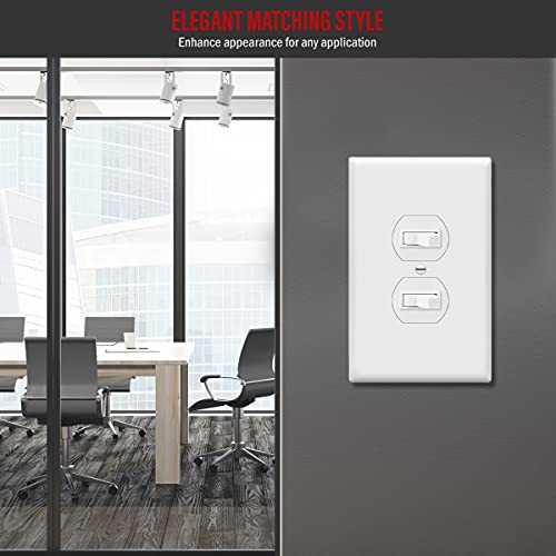 ENERLITES Duplex Receptacle Outlet Wall Plate, Jumbo Outlet Covers, Gloss Finish, Oversized 1-Gang 5.5" x 3.5", Polycarbonate Thermoplastic, 8821O-W, White (Pack of 2) - color: White, size: Over-Size (Pack of 2)