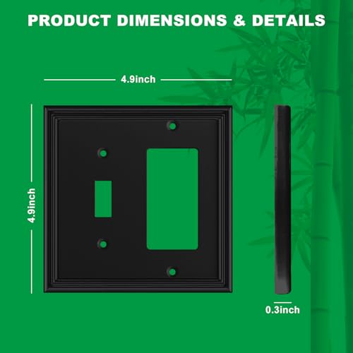 2 Pack Matte Black Decorative Combination Light Switch Covers Plate - size: 1 Toggle/1 Decorator 2 Pack