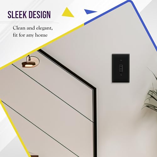 ENERLITES Toggle Light Switch Wall Plate, Gloss Finish, Standard Size 1-Gang 4.50" x 2.76", Unbreakable Polycarbonate Thermoplastic, 8811-BK-10PCS, Glossy Black, 10 Pack - color: Black, size: 10 Pack