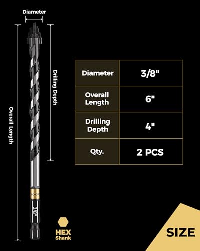 toolant 3/8" Serrated Eccentric Masonry Drill Bits, 2-Piece Set - size: 3/8"(2pcs)