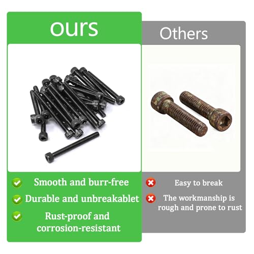 100Pcs M3 x 45mm Hex Socket Head Cap Screws Bolts, Carbon Steel, Black Oxide Finish, Allen Socket Drive, Full Threads,with Hex Spanner - size: M3 x 45-100Pcs