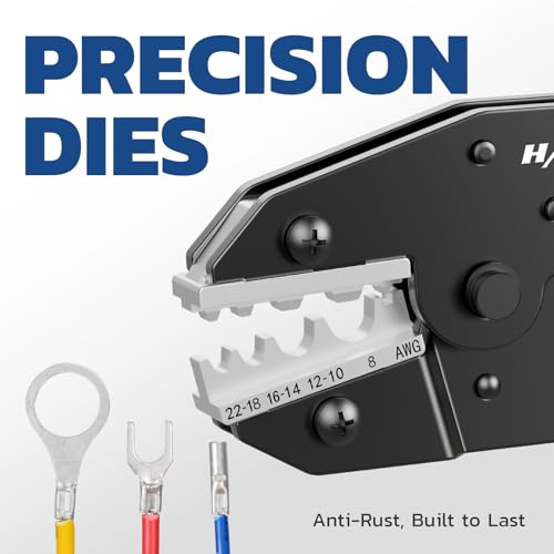 haisstronica Crimping Tool for Non-Insulated Terminals, AWG 22-8, HS-7327
