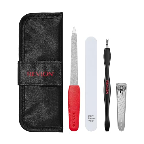 Revlon Manicure Essentials Kit with Travel Case, Black, 4 Count
