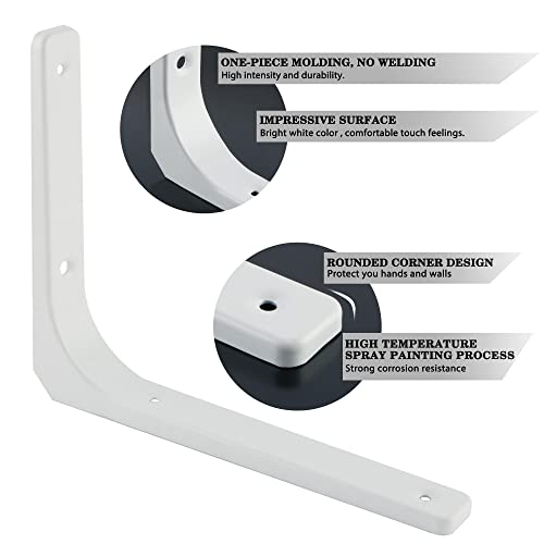 SAYAYO Wall Shelf Bracket White, 4 Inch Heavy Duty L Bracket for Wood - color: White, size: 4 x 4 Inch (4 PCS)