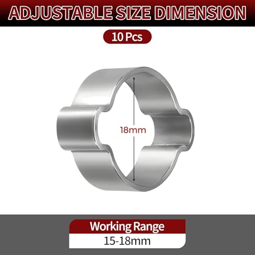 10 Pack Stainless Steel Range 15-18mm Double Ear Hose Clamps - size: 15-18mm