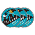 10 Inch Miter/Table Saw Blades 3pcs, 80 Teeth ATB TCT Fine Finish Wood Cutting Circular Saw Blade with 1 Inch Arbor - size: 255mm 80T