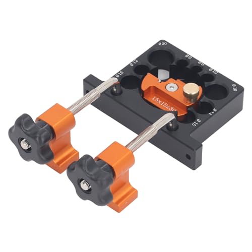 Dowel Maker Jig Kit, Adjustable Woodworking Dowel Maker with Electric Drill, 9 Holes 8-20mm, Aluminum Alloy Round Rod Milling Tool, Carbide Blade, Includes Wrench Fixing Clips and Screws