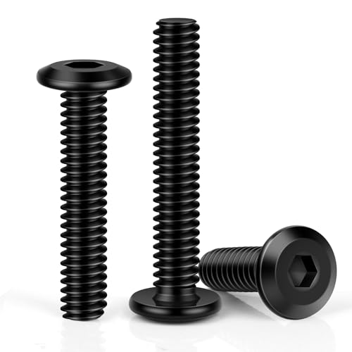 #10-24 x 1-1/4" Flat Head Socket Head Screw Furniture Bolts Countersunk Connector Screws, Stainless Steel 18-8 (304), Black Oxide, Fully Threaded, 25 PCS - size: #10-24 x 1-1/4"