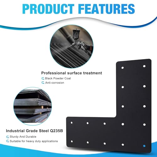 L Post Bracket 4PCS,13.2"x13.2" L Mending Plate for Repair Framing - style: L Shape(13.2X13.2X5)