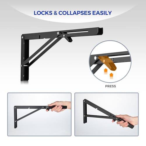 Ravinte Matte Black Folding Shelf Brackets, 18 Inch, 2 Pack - size: 18 Inch