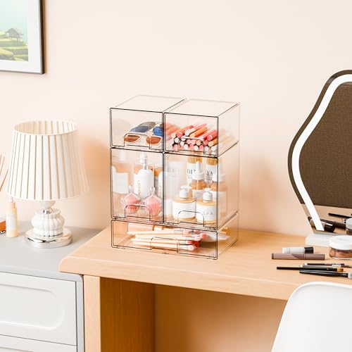 Yieach 5 Set Clear Baby Bottle Organizer for Countertop,BPA FREE Bottle Station Organizer for Breast Pump Parts,Pacifier and Baby Accessories,Stackable Drawers for Bathroom,Cabinet,Pantry Organization - style: 5 PACK