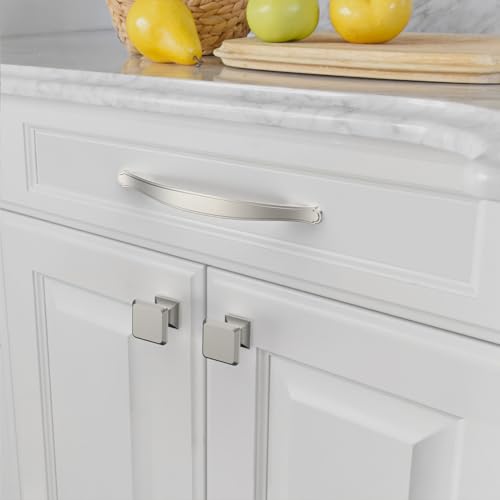 Amerdeco 10 Pack Brushed Satin Nickel Cabinet Pulls 5 Inch(128mm) Hole Center Drawer Pulls Cabinet Hardware Kitchen Cabinet Handles for Bathroom Dresser Pulls ZH0068 - color: Brushed Satin Nickel, size: 5"/128MM Hole Center