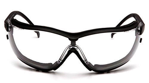 Pyramex V2G Safety Glasses, Black Frame/Amber Anti-Fog Lens - color: Black Frame/Clear Anti-fog Lens