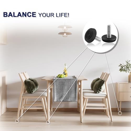 M6 Thread Furniture Feet Levelers, 12 PCS Adjustable Furniture Feet - size: M6