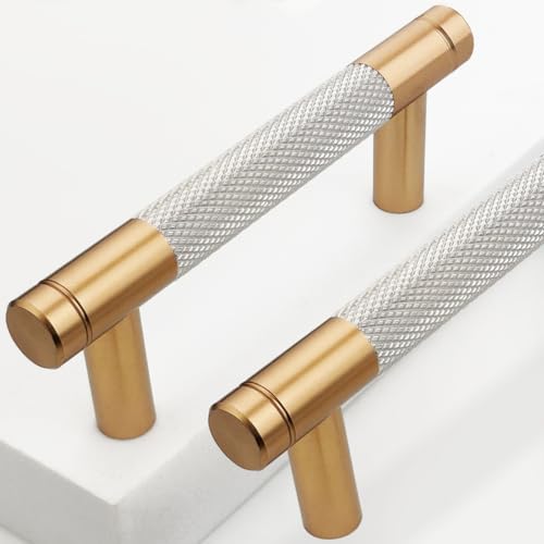 12 Pack 3 Inch 76 mm Bronze and Nickel Knurled Cabinet Handles Cabinet Pulls Aluminum Handles Pulls Gold Oxidation Finish with Diamond Pattern 4" Length pulls (Classic-12, 3 Inch) - color: Bronze and Nickel Knurled, size: 3 Inch