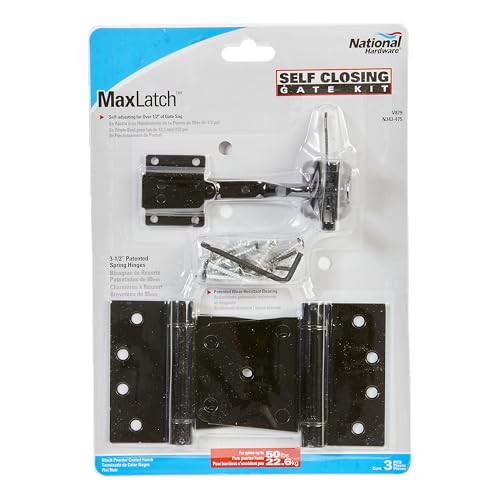 National Hardware Self-Closing Gate Kit, Hinges and Latch, Steel, Black - size: 0